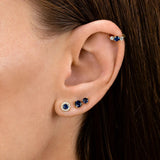 925 Silver Zircon Hoop Earrings Water Drop/Heart/Flower Pendant