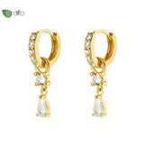 925 Silver Crystal Tassel Hoop Earrings Colorful Wedding Jewelry