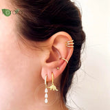 925 Silver Crystal Tassel Hoop Earrings Colorful Wedding Jewelry