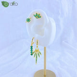 925 Silver Green Crystal CZ Small Hoop Earrings for Women