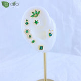 925 Silver Green Crystal CZ Small Hoop Earrings for Women