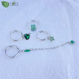 925 Silver Green Crystal CZ Small Hoop Earrings for Women