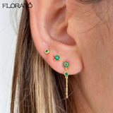 925 Silver Needle Green Earrings 18K Hoop for Women