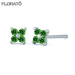925 Silver Green Earrings Small Hoop Puncture Jewelry