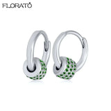 925 Silver Green Earrings Small Hoop Puncture Jewelry