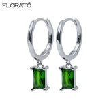 925 Silver Green Earrings Small Hoop Puncture Jewelry