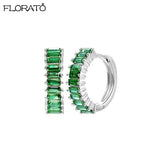 925 Silver Green Earrings Small Hoop Puncture Jewelry