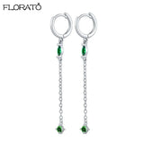 925 Silver Green Earrings Small Hoop Puncture Jewelry