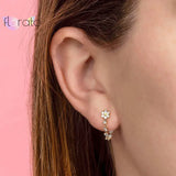 925 Silver Needle Dangling Crystal Stud Earrings for Women