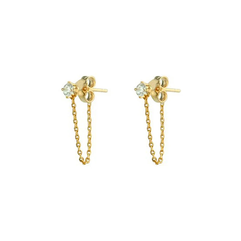 925 Silver Needle Dangling Crystal Stud Earrings for Women