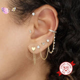 925 Silver Needle Dangling Crystal Stud Earrings for Women