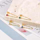 925 Silver Needle Dangling Crystal Stud Earrings for Women