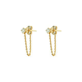 925 Silver Needle Dangling Crystal Stud Earrings for Women