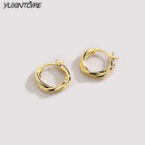 925 Silver Needle 16mm Hoop Earrings High 24K Party Jewelry