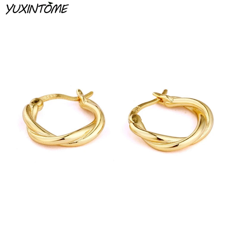 925 Silver Needle 16mm Hoop Earrings High 24K Party Jewelry