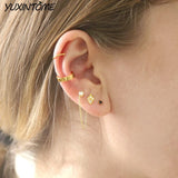 925 Silver Chain Tassel Earrings Zircon Studs
