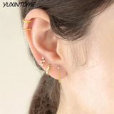 925 Silver Chain Tassel Earrings Zircon Studs