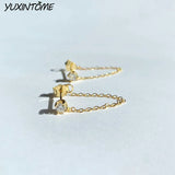 925 Silver Chain Tassel Earrings Zircon Studs