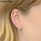 925 Silver Chain Tassel Earrings Zircon Studs