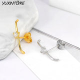 925 Silver Geometric 24K Earrings Ear Studs Minimalist Design