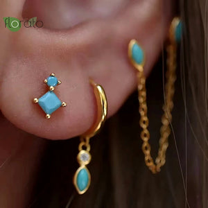 925 Silver Needle Geometric Stud Earrings Jewelry