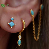925 Silver Needle Geometric Stud Earrings Jewelry