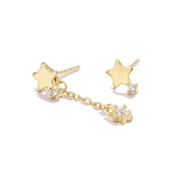 925 Silver Needle 24K Star Stud Earrings for Women