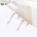925 Silver Needle 24K Star Stud Earrings for Women