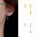 925 Silver Needle 24K Star Stud Earrings for Women