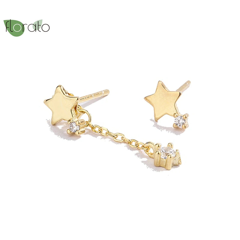925 Silver Needle 24K Star Stud Earrings for Women