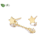 925 Silver Needle 24K Star Stud Earrings for Women