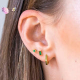 925 Silver Mini Stud Earrings Colorful Crystal Piercing Jewelry