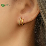 925 Silver Minimalist Double Line Earrings for Women Studs Party Jewelry