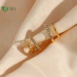 925 Silver Minimalist Double Line Earrings for Women Studs Party Jewelry
