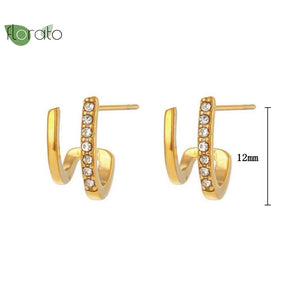 925 Silver Minimalist Double Line Earrings for Women Studs Party Jewelry