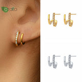 925 Silver Minimalist Double Line Earrings for Women Studs Party Jewelry
