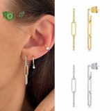 925 Silver Geometric Drop Earrings Minimalist Studs