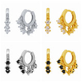 925 Silver CZ Tassel Hoop Earrings for Women