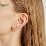 925 Silver CZ Tassel Hoop Earrings for Women