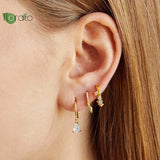 925 Silver CZ Tassel Hoop Earrings for Women