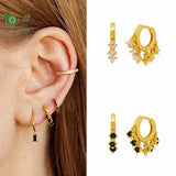 925 Silver CZ Tassel Hoop Earrings for Women