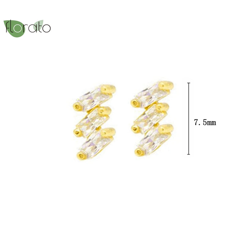 925 Silver Zircon Stud Earrings, Elegant Design