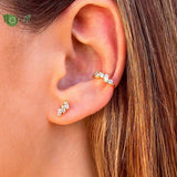 925 Silver Zircon Stud Earrings, Elegant Design