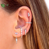 925 Silver Zircon Stud Earrings, Elegant Design