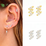 925 Silver Zircon Stud Earrings, Elegant Design