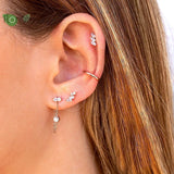925 Silver Zircon Stud Earrings, Elegant Design