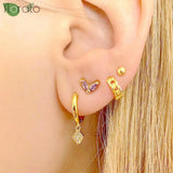 925 Silver Minimalist Geometric Pendant Hoop Earrings for Women