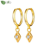 925 Silver Minimalist Geometric Pendant Hoop Earrings for Women