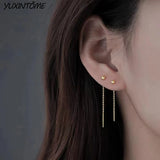 925 Silver Minimalist Circle Studs 24K Earrings Party Jewelry