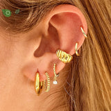 925 Silver Minimalist C Shape Stud Earrings